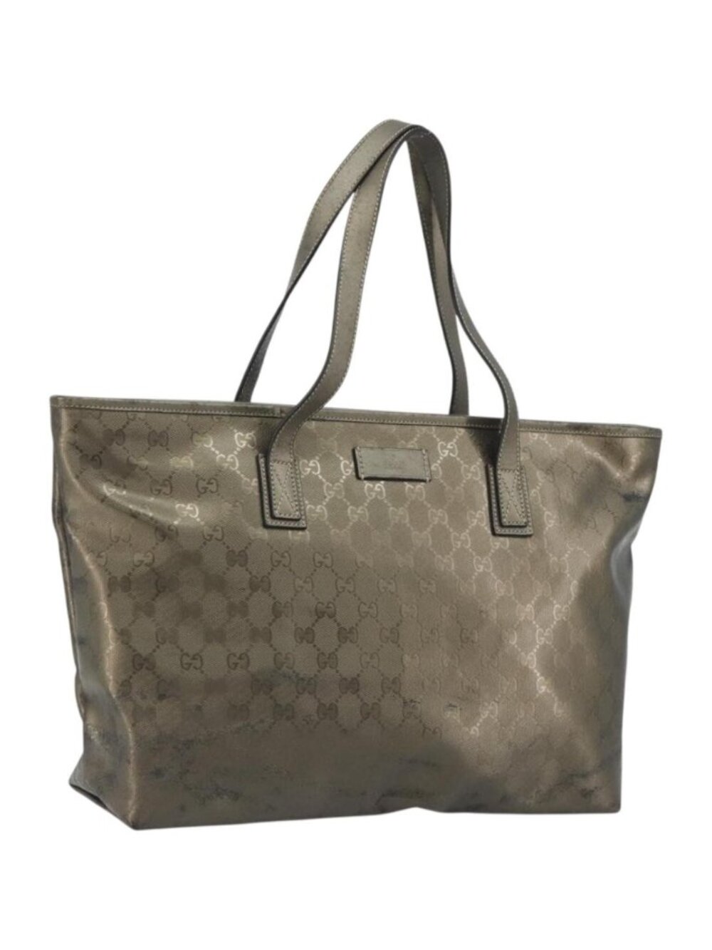 GUCCI GG Canvas Guccissima Tote Bag Leather Silver 211137